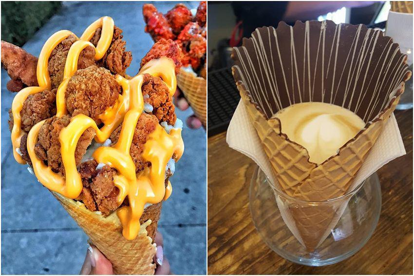 10 Penyajian Makanan dan Minuman Menggunakan Cone Es Krim