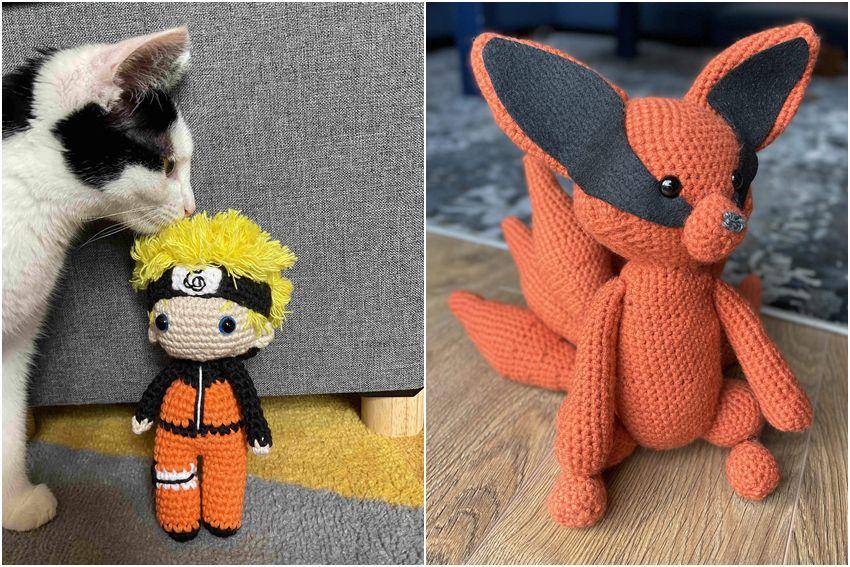 kolase potret rajutan tangan bertema Naruto (reddit.com/user/bublinka11 | reddit.com/user/huie03)