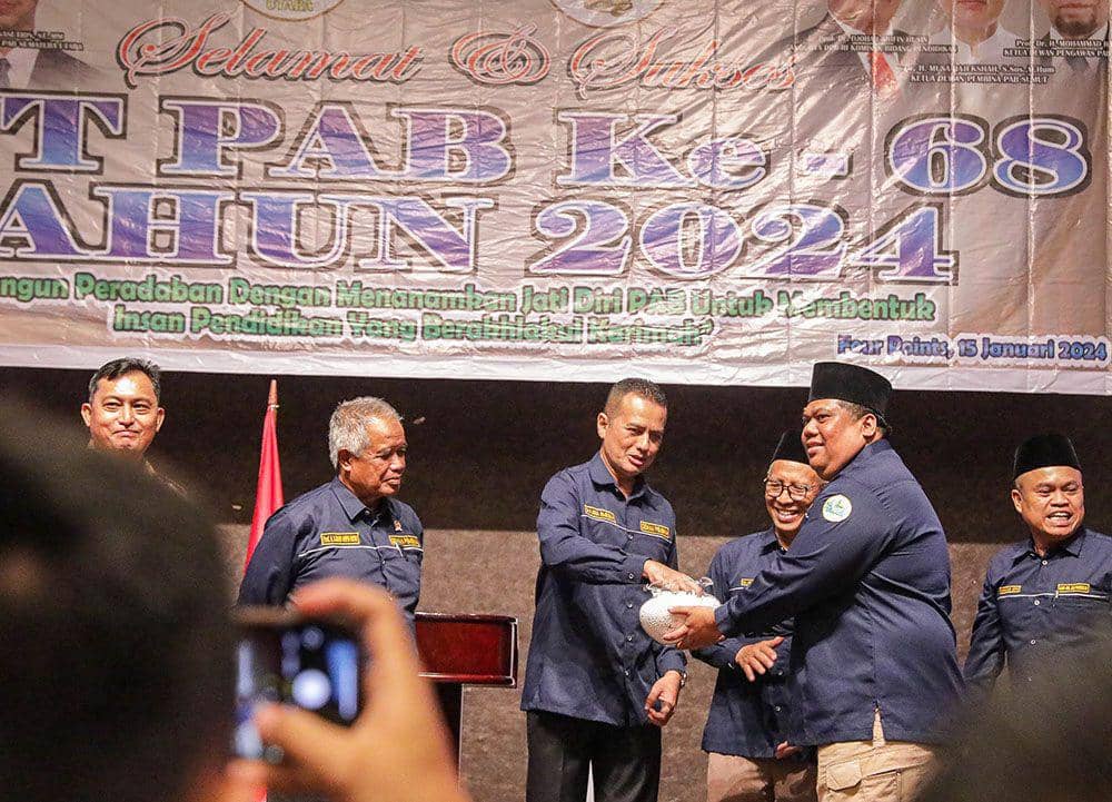 Musa Rajekshah atau Ijeck menghadiri HUT PAB ke-68 di Four Point Hotel, Medan, Senin (15/1/2024). (Dok. IDN Times)