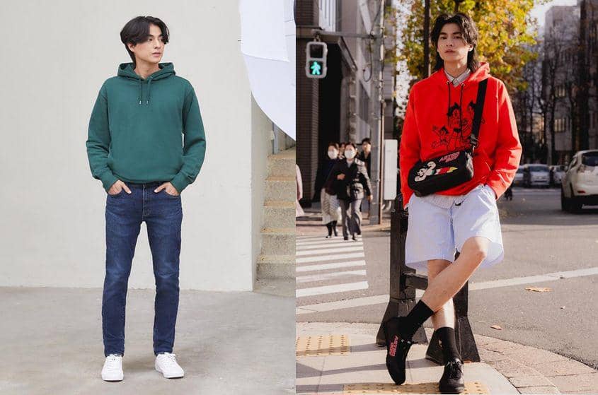 10 Inspirasi OOTD Pakai Hoodie ala Gulf Kanawut, Gak Monoton!