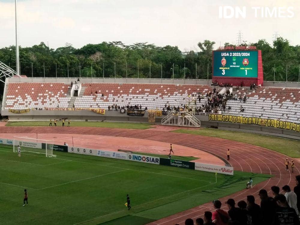 Sriwijaya FC kontra Sada Sumut FC di Stadion GSJ Palembang dengan skor akhir 3-1 (IDN Times/Feny Maulia Agustin)