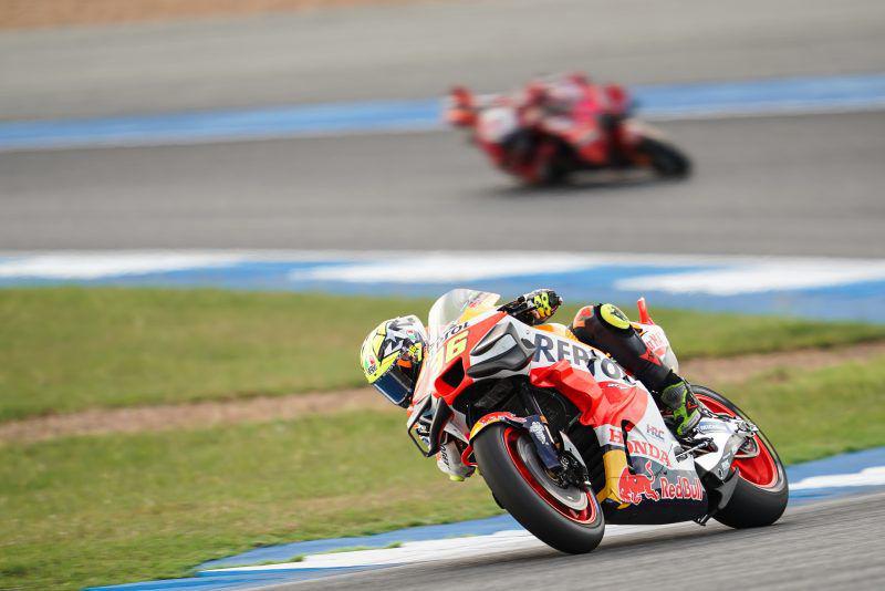 Joan Mir saat menjalani main race GP Thailand 2023. (motogp.hondaracingcorporation.com)