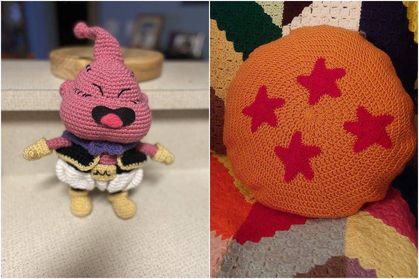 kolase potret rajutan tangan bertema Dragon Ball (reddit.com/user/GobletofSushi | reddit.com/user/stephyfeffy)