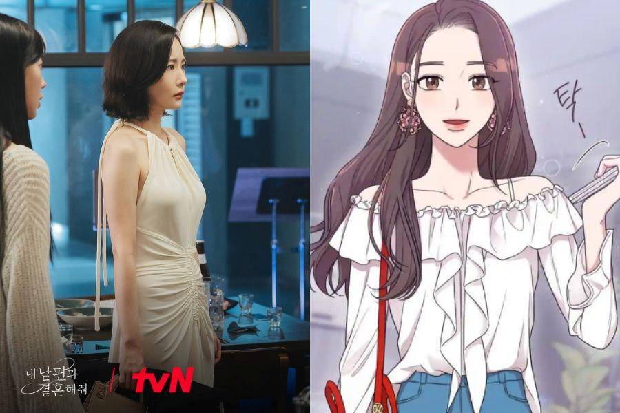 perbandingan outfit Park Min Young di drama vs webtoon Marry My Husband (instagram.com/tvn_drama | dok. LINE Webtoon/Marry My Husband)
