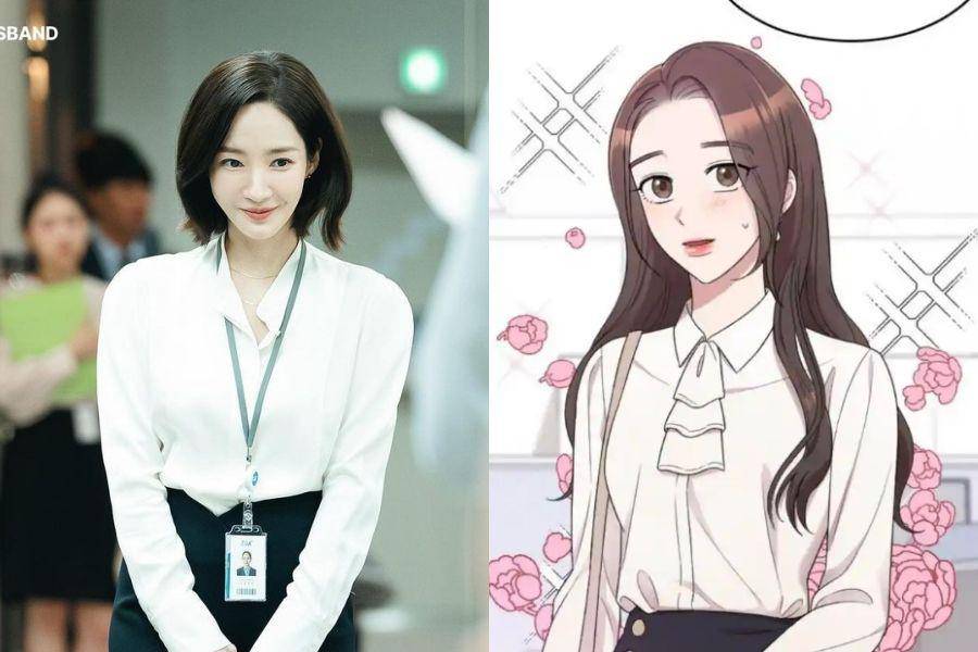 perbandingan outfit Park Min Young di drama vs webtoon Marry My Husband (instagram.com/tvn_drama | dok. LINE Webtoon/Marry My Husband)