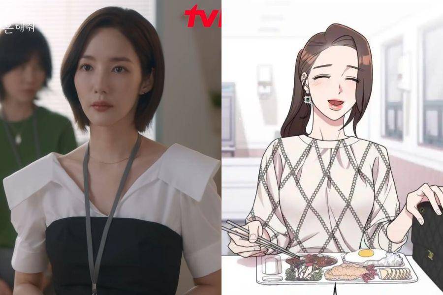 perbandingan outfit Park Min Young di drama vs webtoon Marry My Husband (instagram.com/tvn_drama | dok. LINE Webtoon/Marry My Husband)