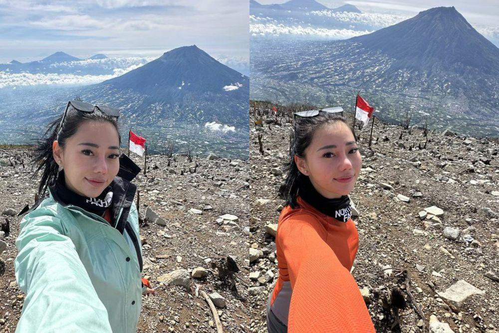 Hiking Pertama 2024, 7 Potret Wendy Walters di Puncak Gunung Sindoro!