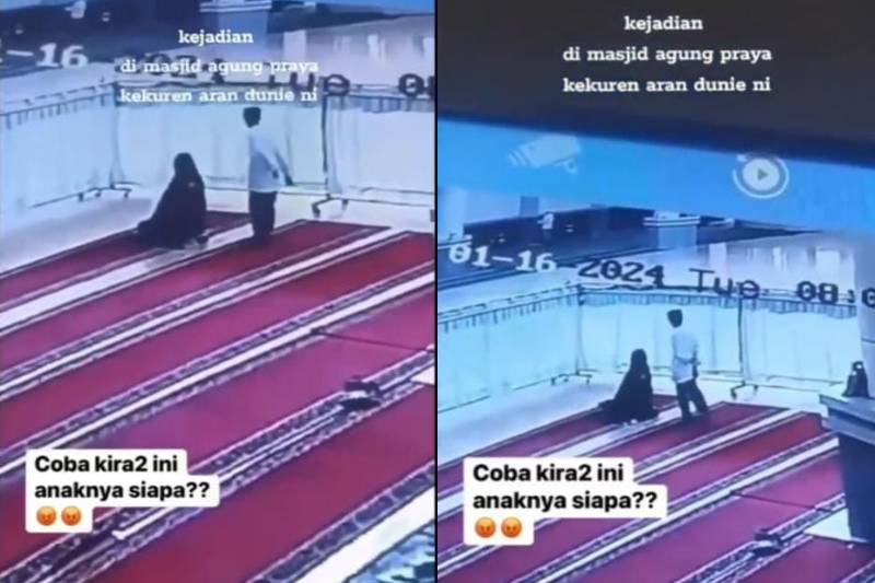 Viral terekam di CCTV perempuan sedang salat mengalami pelecehan seksual oleh seorang pria (x.com/kegblgnunfaedh)
