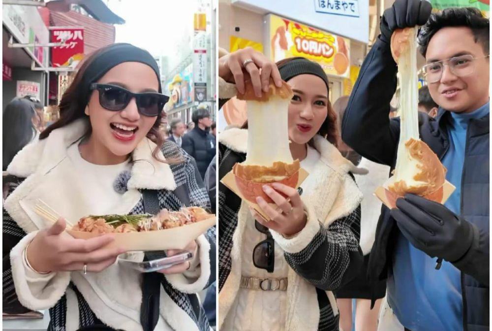 9 Potret Nanda Arsyinta Kulineran di Dotonbori ala Food Vlogger