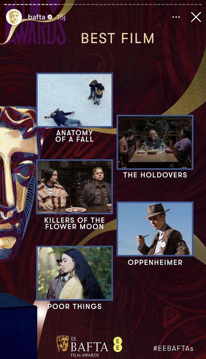daftar lengkap nominasi BAFTA 2024 (Instagram.com/bafta)
