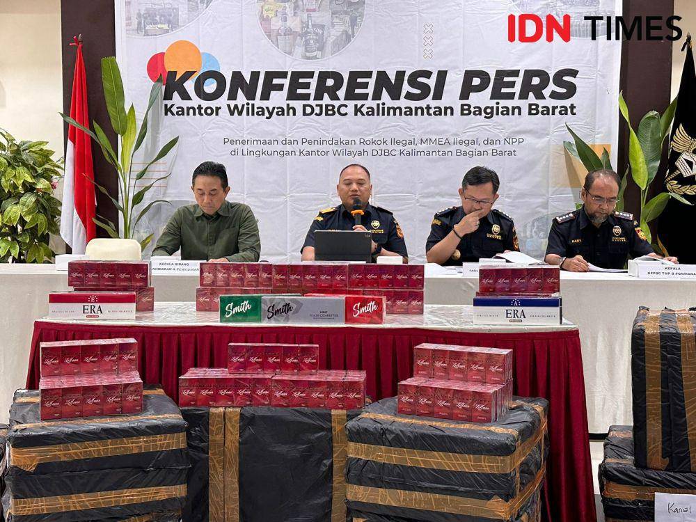 Bea Cukai Kalbagbar rutin melakukan razia rokok ilegal. (IDN Times/Teri).