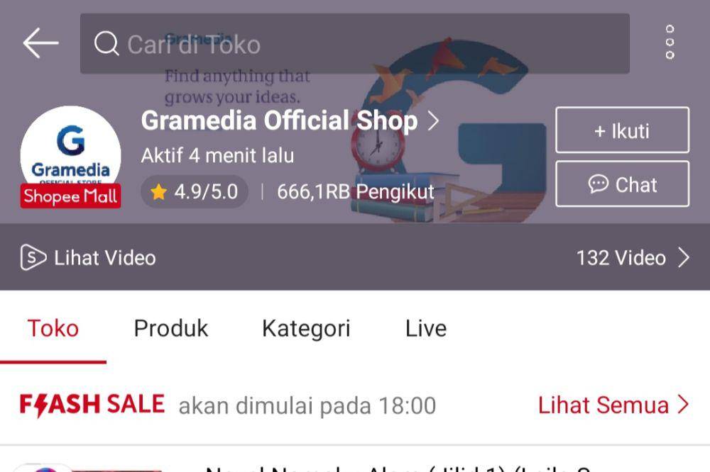ilustrasi toko buku online (shopee.com/Gramedia Official Shop)