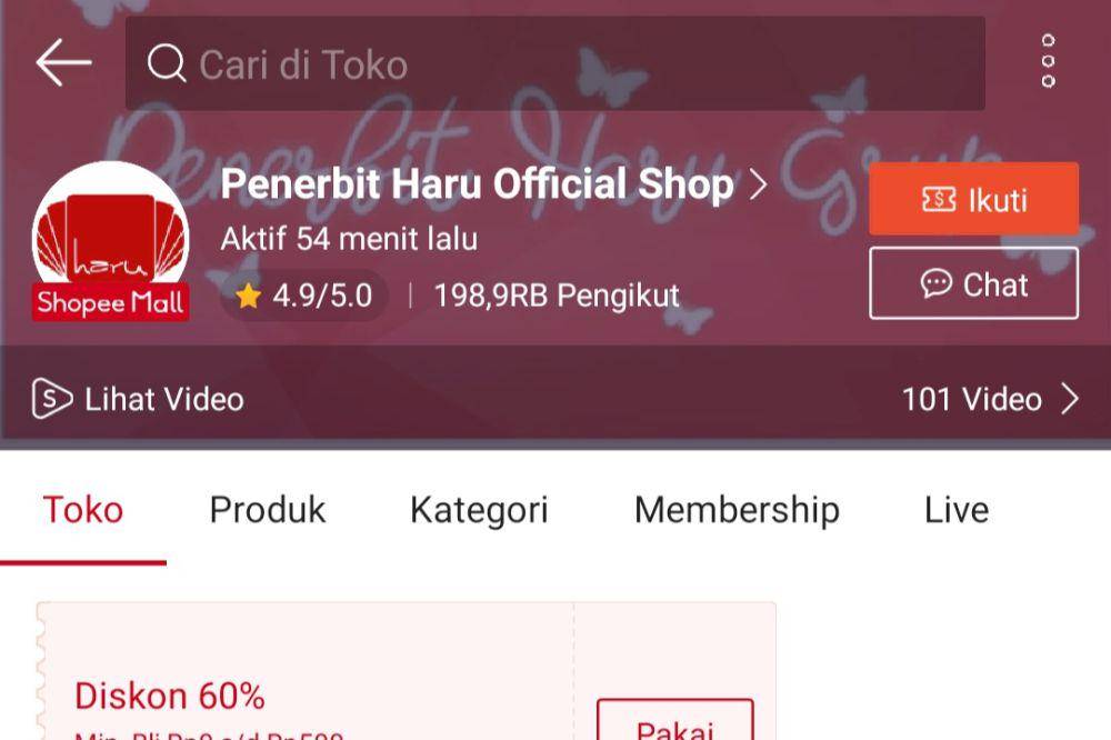 ilustrasi toko buku online (shopee.com/Penerbit Haru Official Shop)