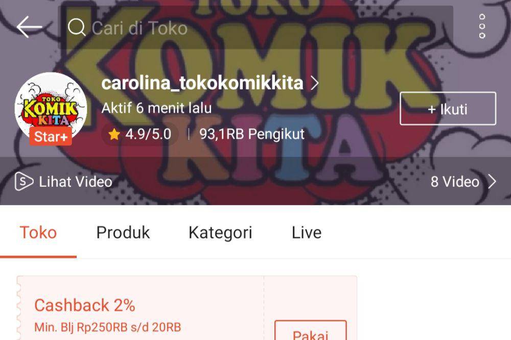 ilustrasi toko buku online (shopee.com/carolina_tokokomikkita)