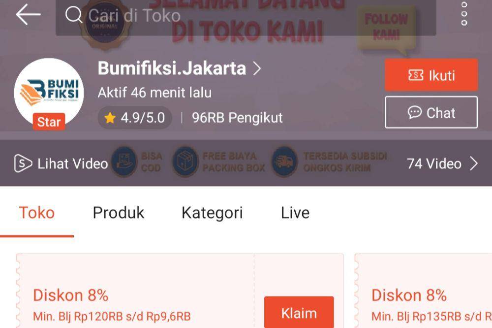 ilustrasi toko buku online (shopee.com/Bumifiksi.Jakarta)