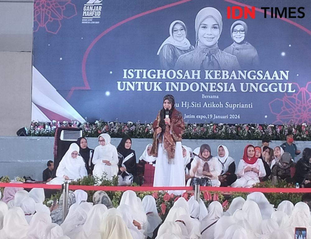 Siti Atikoh Bicara Kasus Polio saat Hadiri Istighosah di Surabaya
