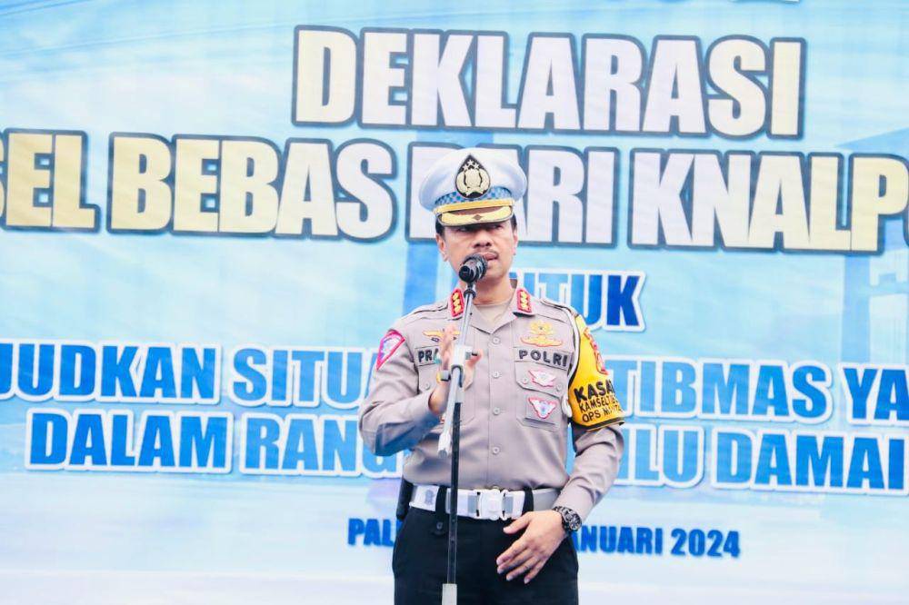 Deklarasi larangan penggunaan knalpot brong di jalan raya oleh Ditlantas Polda Sumsel. (DOK: HUMAS POLDA SUMSEL)