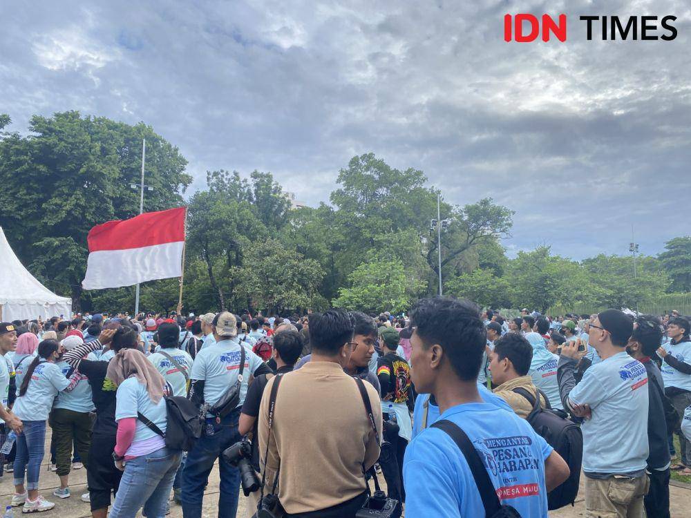 Capres nomor urut 2 Prabowo Subianto hadir dalam acara Komunitas Ojol penggemar Erick Thohir (OjolET). (IDN Times/Vadhia Lidyana)