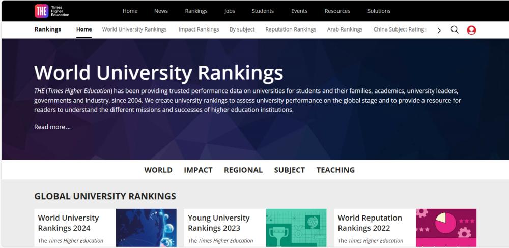 tampilan situs Times Higher Education (timeshighereducation.com)