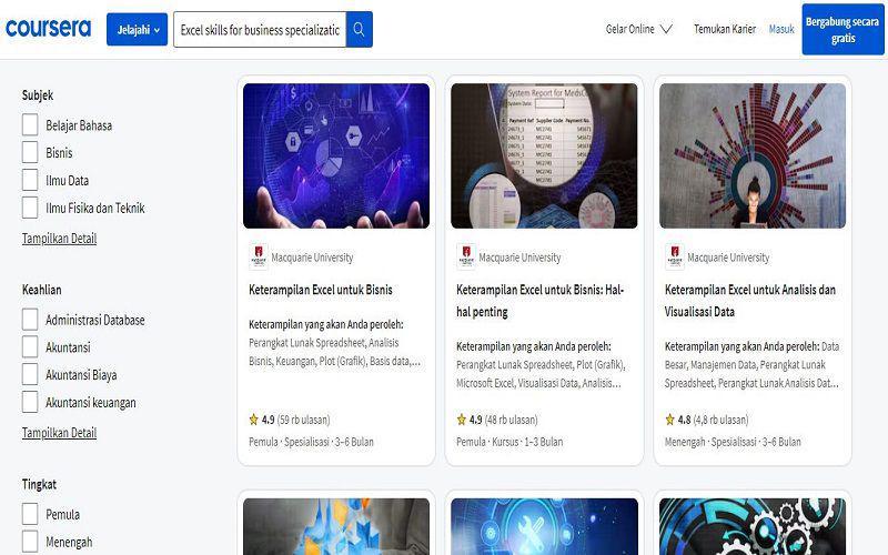 Tampilan website Coursera (dok. coursera.org)