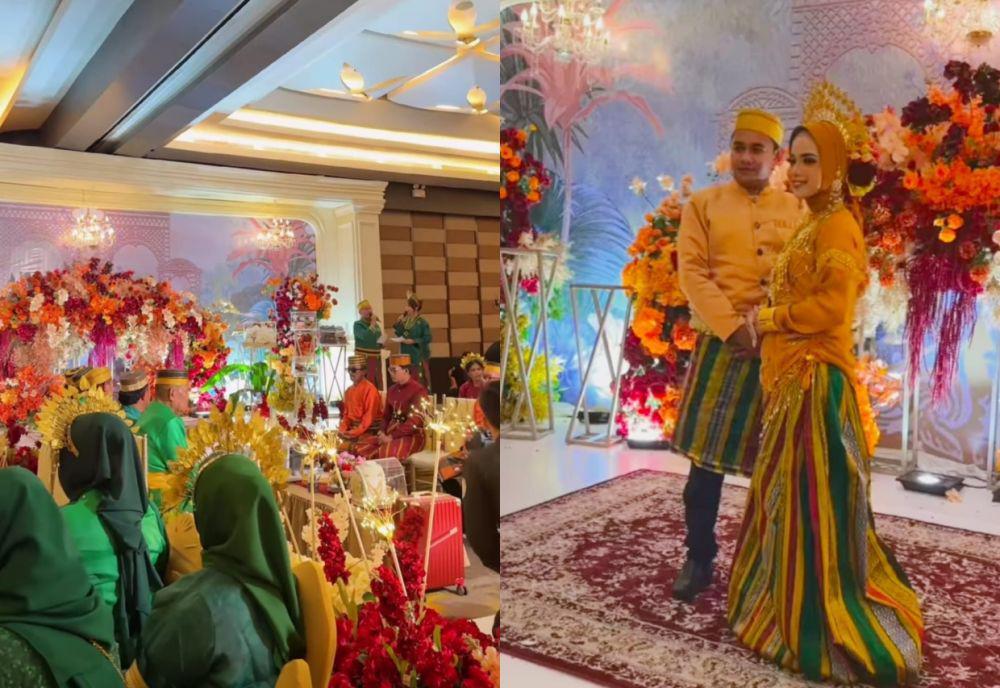 7 Dekorasi Acara Hantaran Uang Panai Putri DA, Estetik bak Sunset
