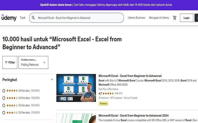 Tampilan website Udemy (dok. udemy.com)