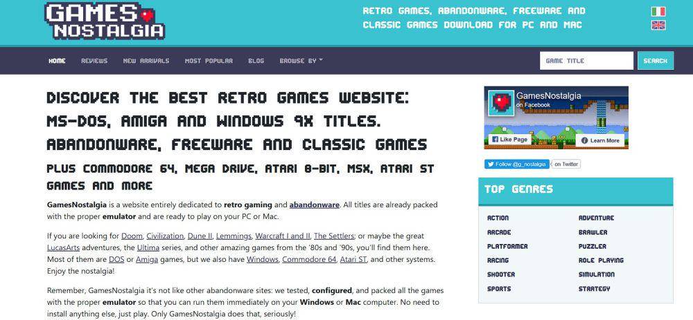 tampilan website Games Nostalgia (dok. gamesnostalgia.com)