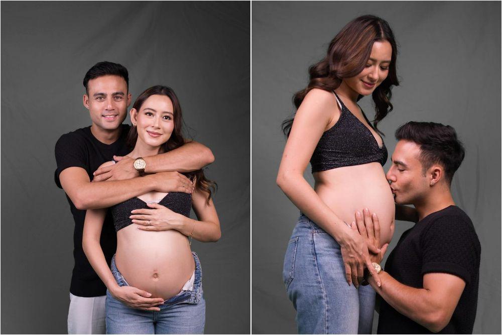 10 Mathernity Shoot Laura Theux dan Indra Brotolaras di Studio, Mesra!