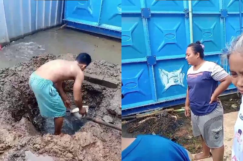Warga Kampung Susun Bayam gali sumur untuk air bersih. (instagram.com/kampungbayam1)
