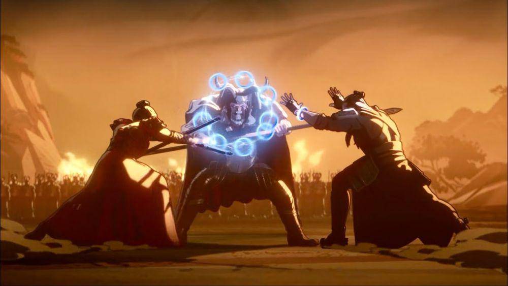 Hela dan Wenwu melawan Odin. (dok. Marvel Studios/What If...?)