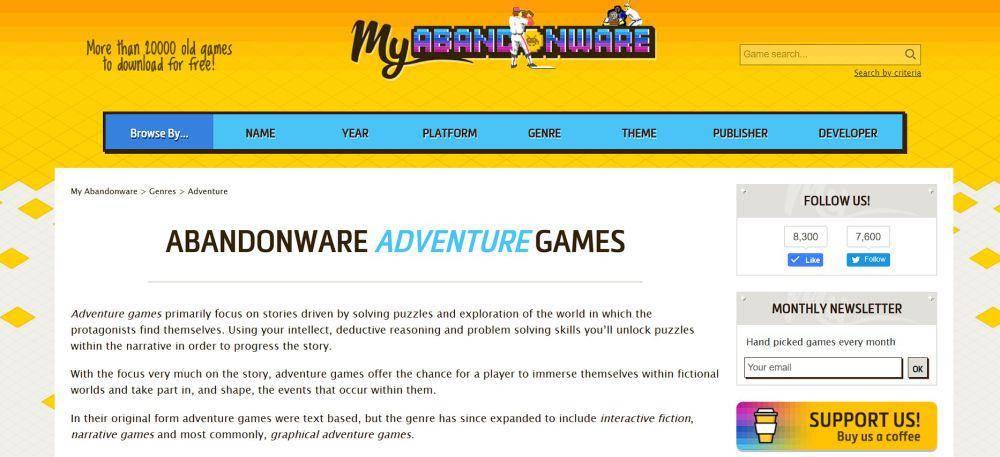 tampilan website My Abandonware (dok. myabandonware.com)