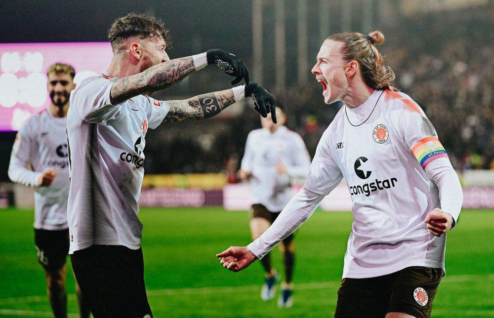Pemain FC St Pauli saat merayakan gol. (instagram.com/fcstpauli)