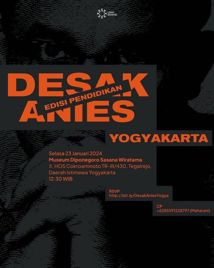 Poster acara Desak Anies di Yogyakarta yang izinnya dibatalkan. (twitter.com/samiusamah)