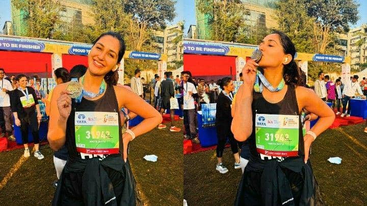 9 Potret Seru Artis India Nikita Dutta Ikut Tata Mumbai Marathon