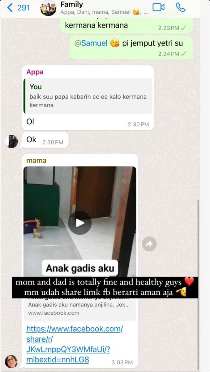 Orangtua Marion Jola kecelakaan (instagram.com/lalamarionmj)