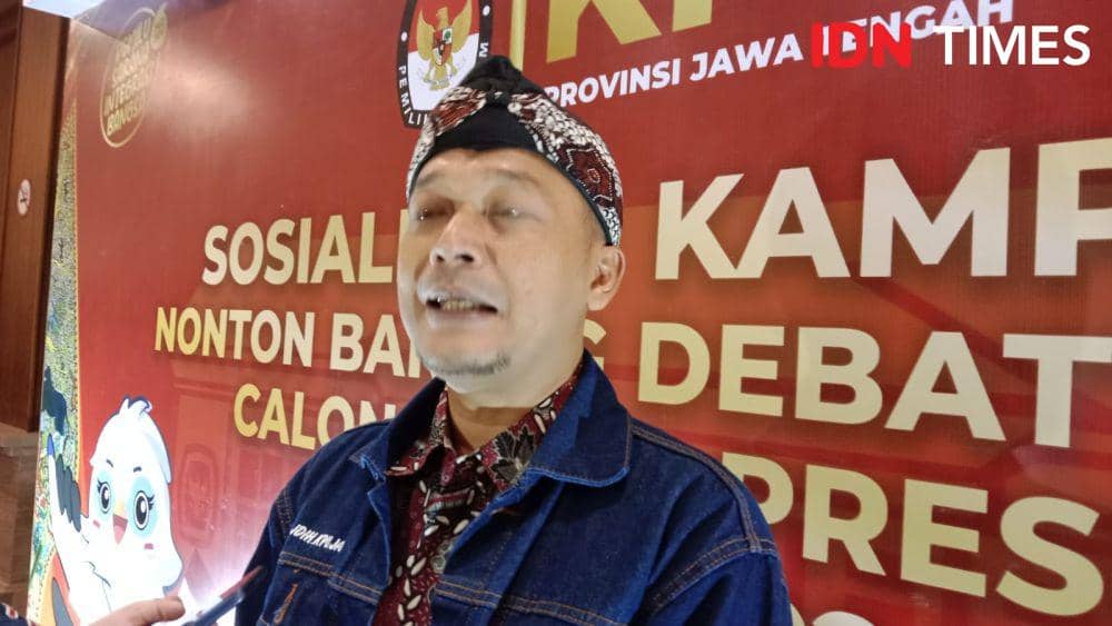 Ketua KPU Jateng Handi Tri Ujiono saat memaparkan teknis tahapan kampanye terbuka bagi para capres, calon DPRD kabupaten/kota dan provinsi. (IDN Times/Fariz Fardianto)