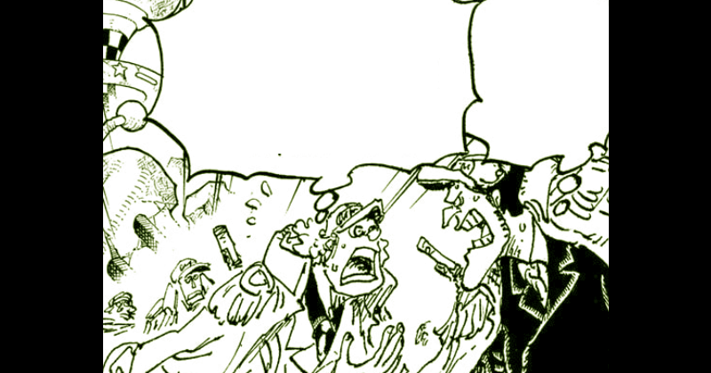 Angkatan Laut ketakutan karena Luffy menghilang. (mangaplus.shueisha.co.jp/One Piece)