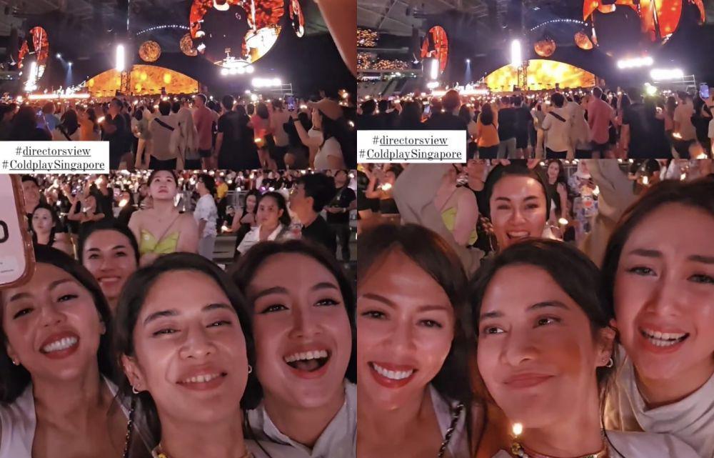 8 Potret Dian Sastro Nonton Konser Coldplay di Singapura, Seru Banget!