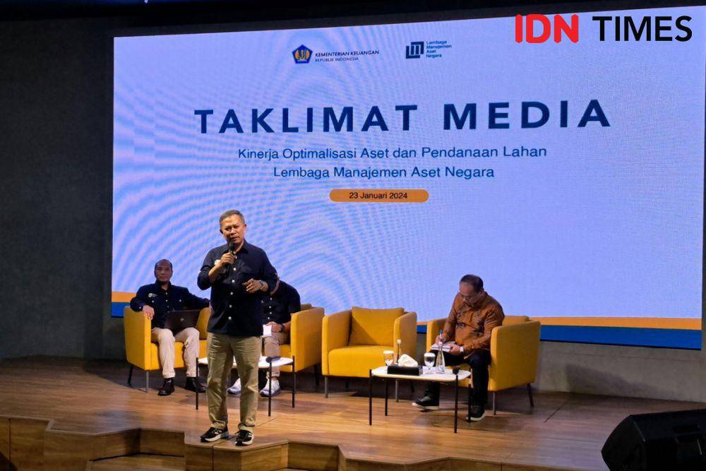 Direktur Utama LMAN Basuki Purwadi dalam media briefing di Kantor LMAN, Jakarta Pusat, Selasa (23/1/2024).