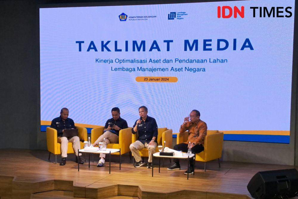 Direktur Utama LMAN Basuki Purwadi dalam media briefing di Kantor LMAN, Jakarta Pusat, Selasa (23/1/2024).