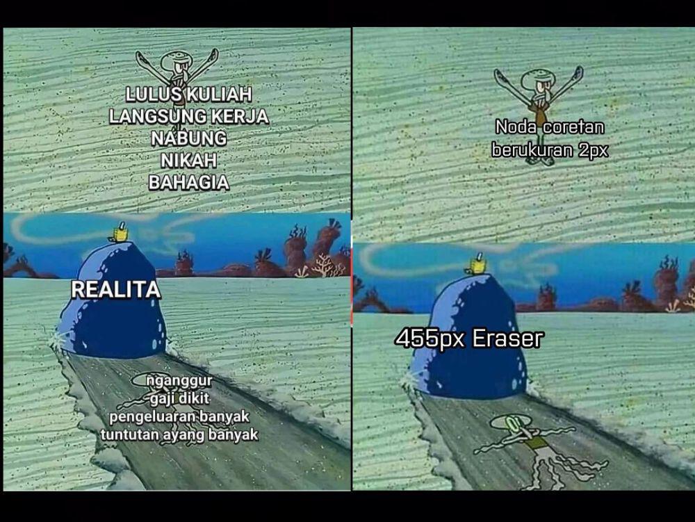8 Meme Squidward Dihantam Kenyataan, Gak Sesuai Ekspektasi!