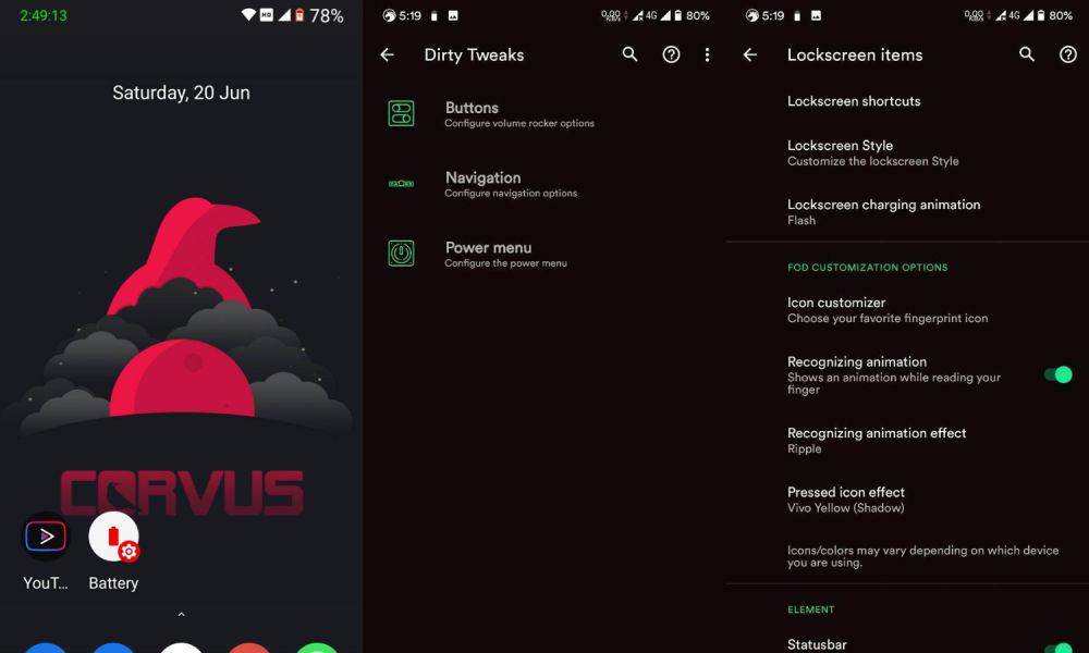 tampilan custom ROM Corvus OS (sourceforge.net)