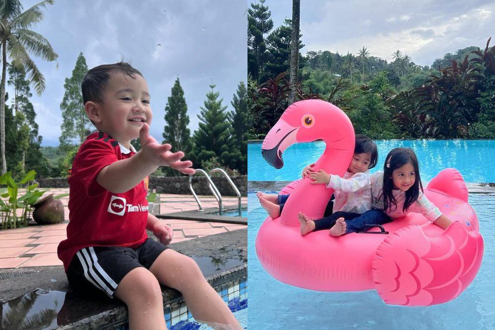 7 Potret Cucu-Cucu Mama Rieta Main di Vila Mamitoko, Cipung Main Air!