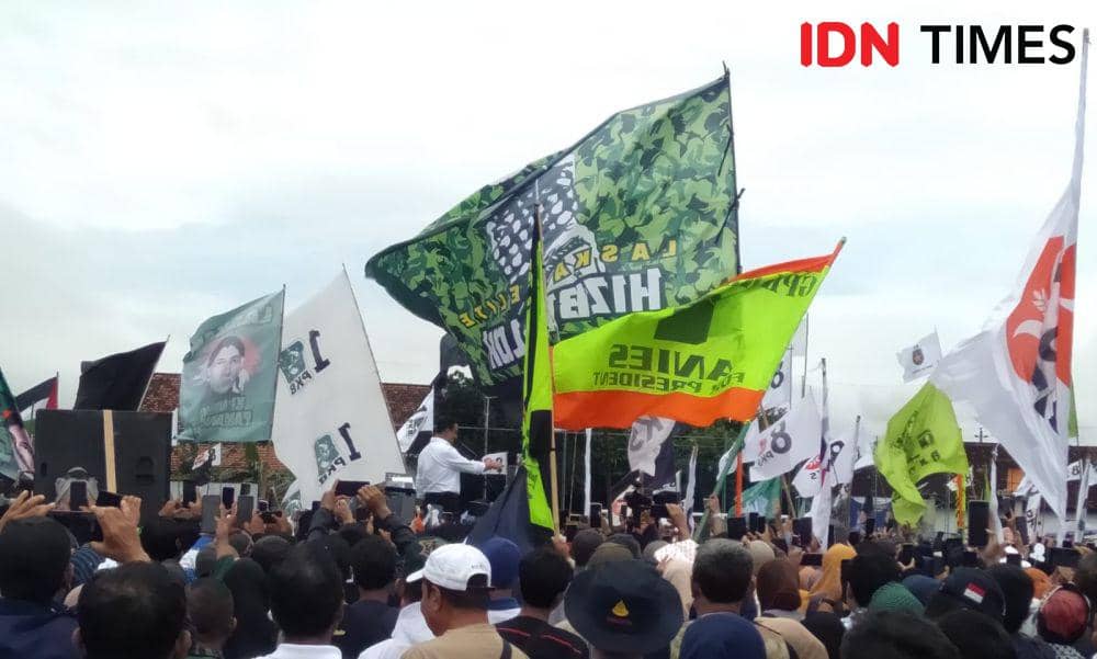 Rapat akbar capres Anies Baswedan di Bantul.(IDN Times/Daruwaskita)
