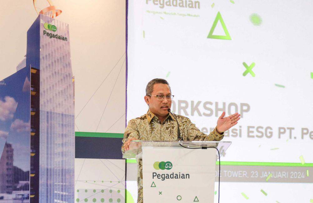 Dalam rangka mendukung penerapan ESG di lingkungan perusahaan, PT Pegadaian menggelar workshop bertajuk “Implementasi Environmental, Social, and Governance (ESG)” di The Gade Tower, Jakarta pada Selasa (23/1/2024). (Dok. Pegadaian)