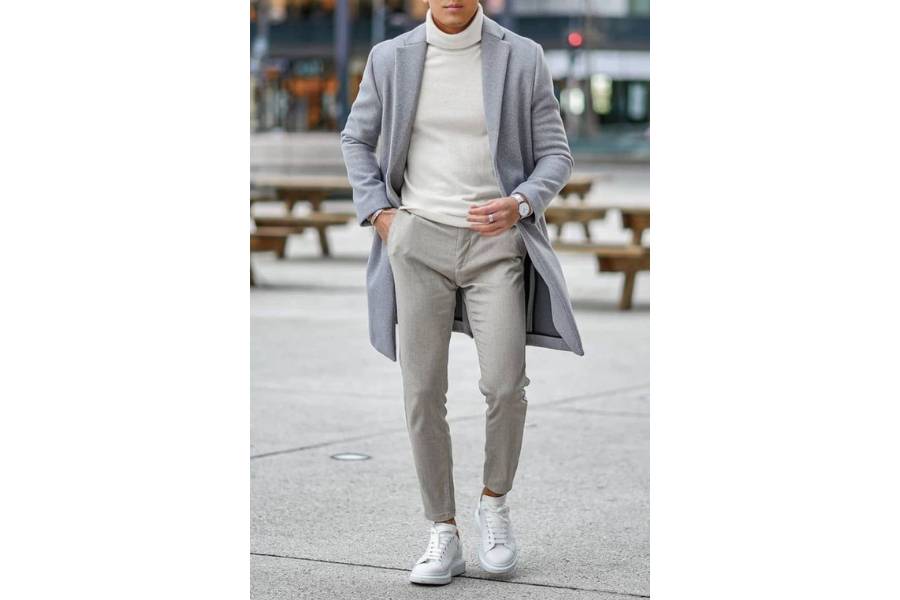 Outfit pria putih dan abu-abu (pinterest.com)