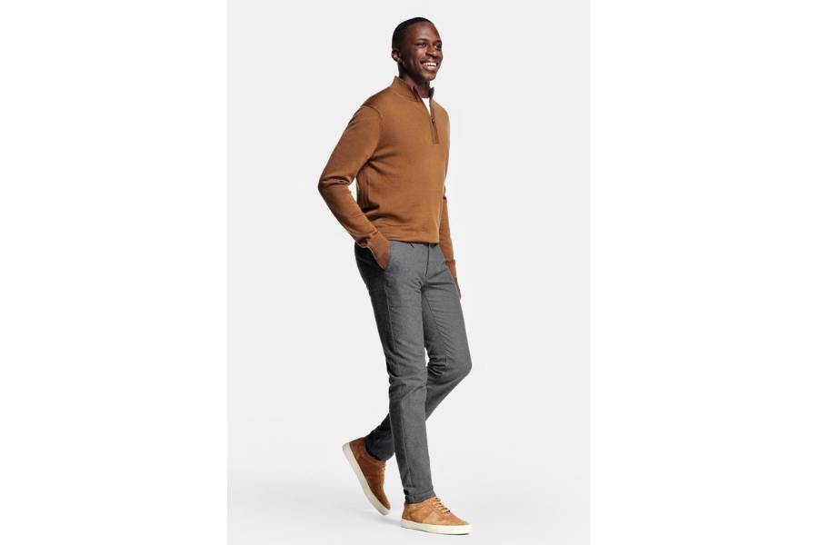 Outfit pria cokelat dan abu-abu (pinterest.com)