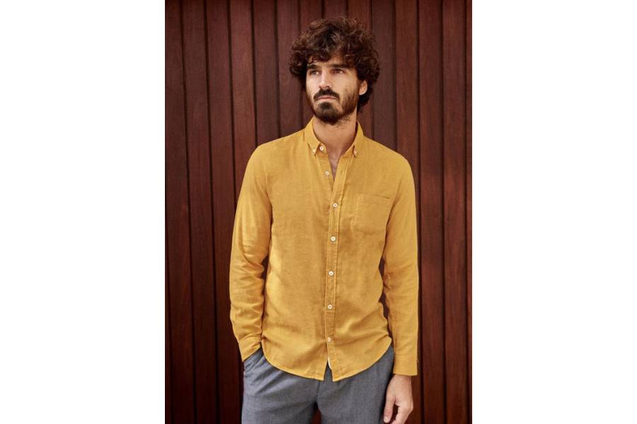 Outfit pria kuning dan abu-abu (pinterest.com)