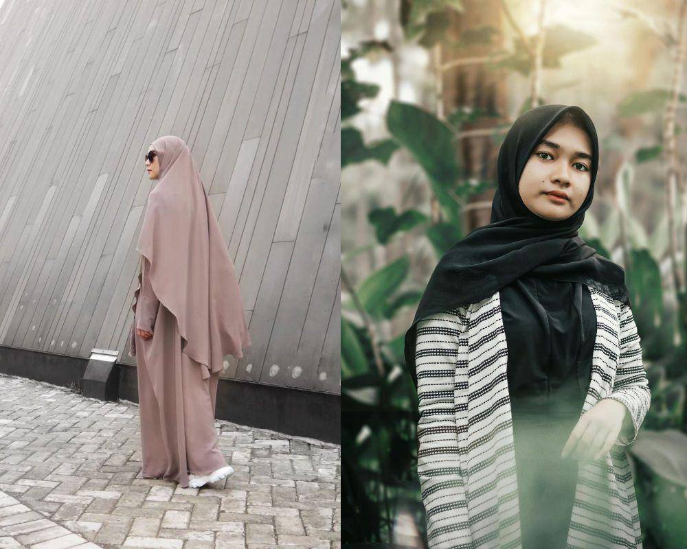 potret menggunakan khimar dan jilbab (instagram.com/chadareeofficial | pexels.com/Darwis Alwan)