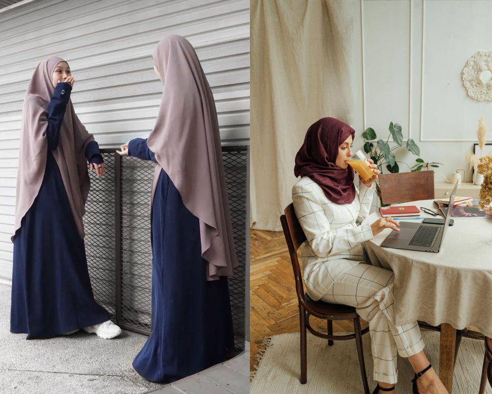 potret menggunakan khimar dan jilbab (instagram.com/chadareeofficial | pexels.com/Antoni Shkraba)